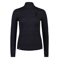 Mons Royale thermo long sleeve dames shirt met hoge col, Cascade leopard